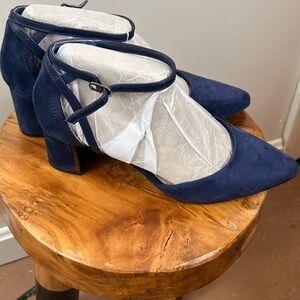Alex Marie Elegant Navy Women's Block Heel Shoes